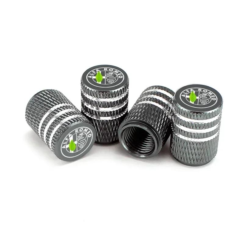 

4PCS Metal Wheel Valve Stem Caps Tire Air Cover for Alfa Romeo Spider 147 155 156 159 Giulia Mito Stelvio 4C GT Car Accessories темно-сірий колір