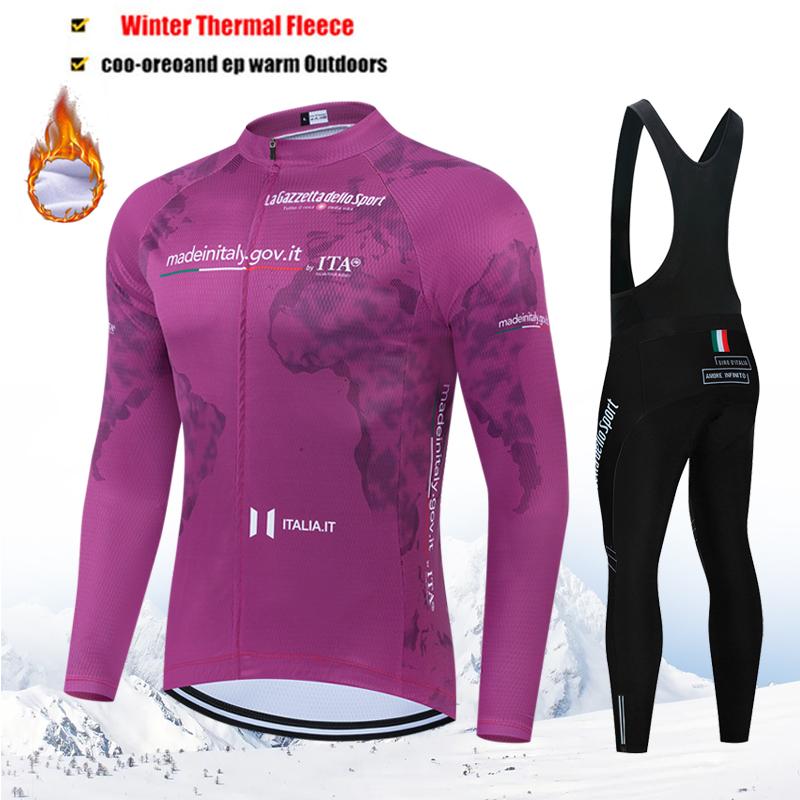 2026 Tour De Giro D'ITALIA Winter Thermal Fleece Cycling Jersey Set Long Sleeve Cycling Clothing MTB Bike Clothes Cycling Suit