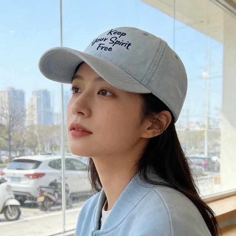 

Four Seasons New Denim Baseball Cap Children s Wide Brim Face Small Sun Hat Casual Alphabet Leopard Print Cap M（56-58cm）