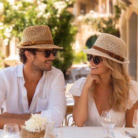 Summer Sun Protection Jazz Hat, Hand-Knitted Breathable Mesh Hat, Hand-made Hollow Braided Hat with Belt Decor