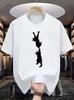 Men Crew Neck Tee Two Hanging Black Cats Graphic Print Short Sleeve Loose Oversized Male Daily