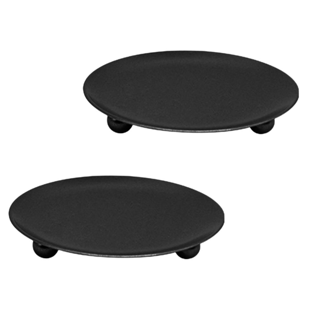 TikTrunk Incense Aroma Candle Accessory 7cm Set of Black Holder, Tray, Tray, Metal, Round, Diameter, 2,