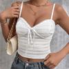 Knitted Suspender Women's Small Vest, European and American Sexy Backless Pleated Splicing V-neck Short Top