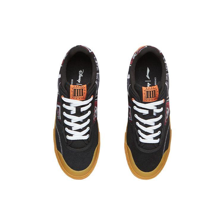 Disney X Li Ning 50/50 Keith Haring Retro Versatile Casual Slip Resistant Durable Low Top Skate Shoes Men Sneakers Black AECR049-2