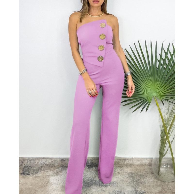 YYFS Damenmode Casual Sommer Frühling Einfarbig Druck Ärmellose Hosen Overalls & Strampler