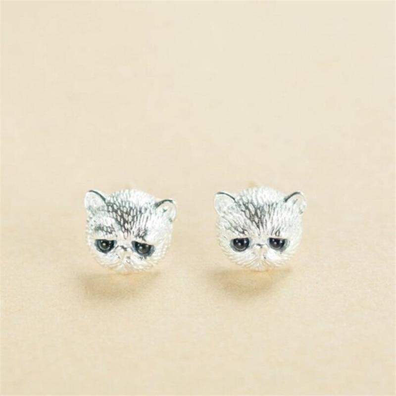 

Новое поступление, ювелирные изделия из стерлингового серебра 925 пробы с милым котом, темпераментный подарок на день рождения, изысканные серьги-гвоздики с кристаллами животных SE163