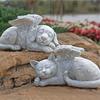 Resin Angel Dog Cat Garden Ornament Handcrafted Animal Memorial Sculpture For Lawn Decor