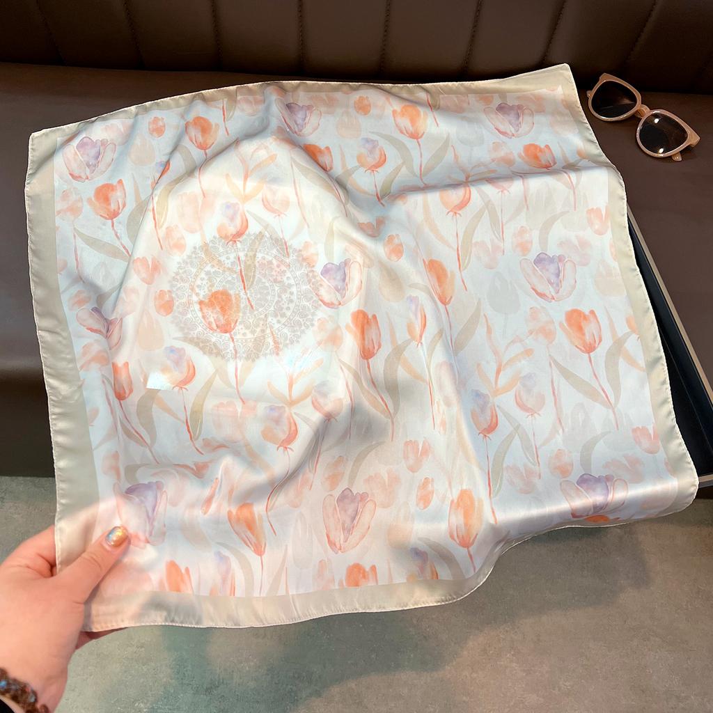 Women S Fashion Tulip Pattern Small Square Scarf For Shirt Decoration