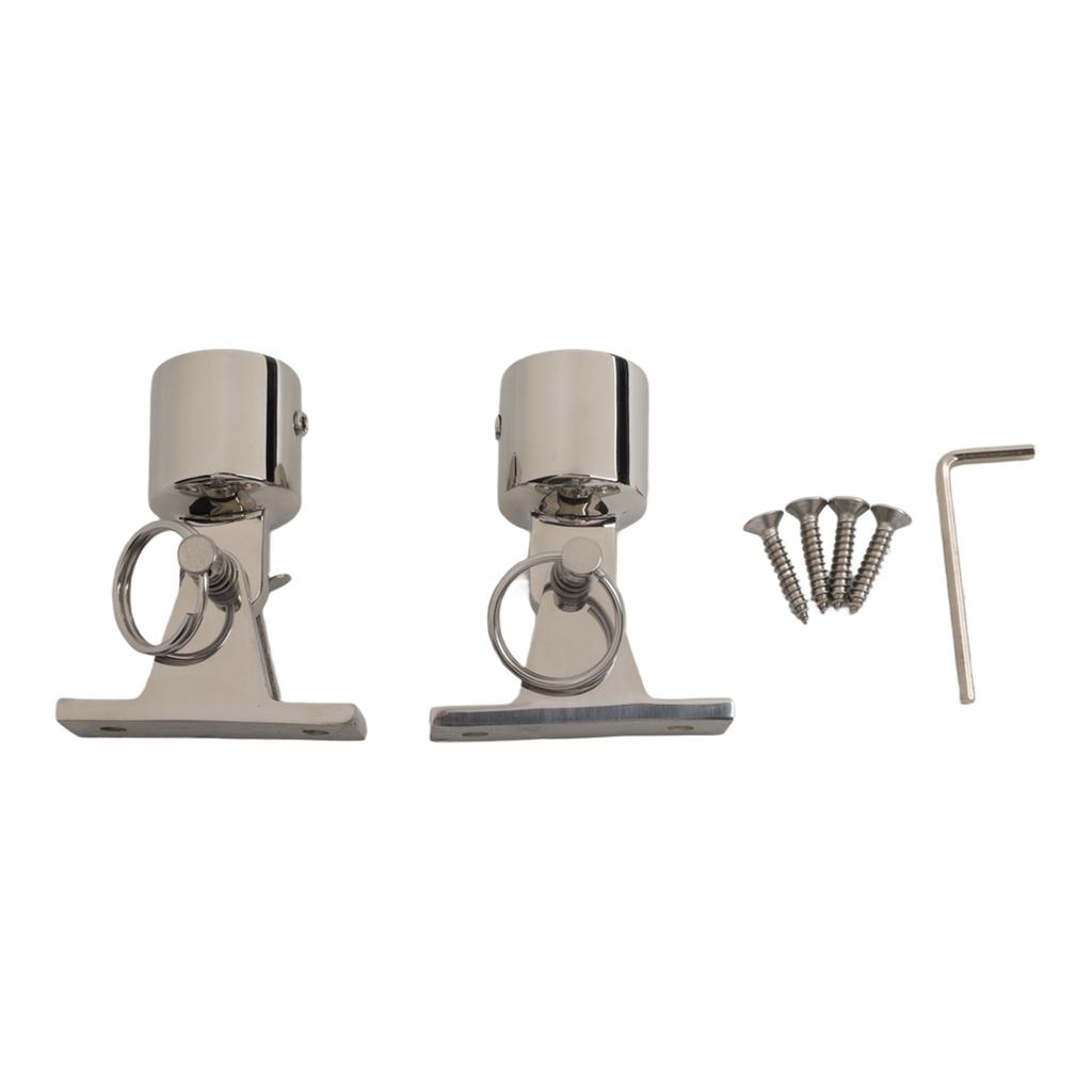 Sun Shelter Hardware Pack with 2 Pair Stainless Steel Deck Hinges Quick Release Pins Eye End and Installation Wrench