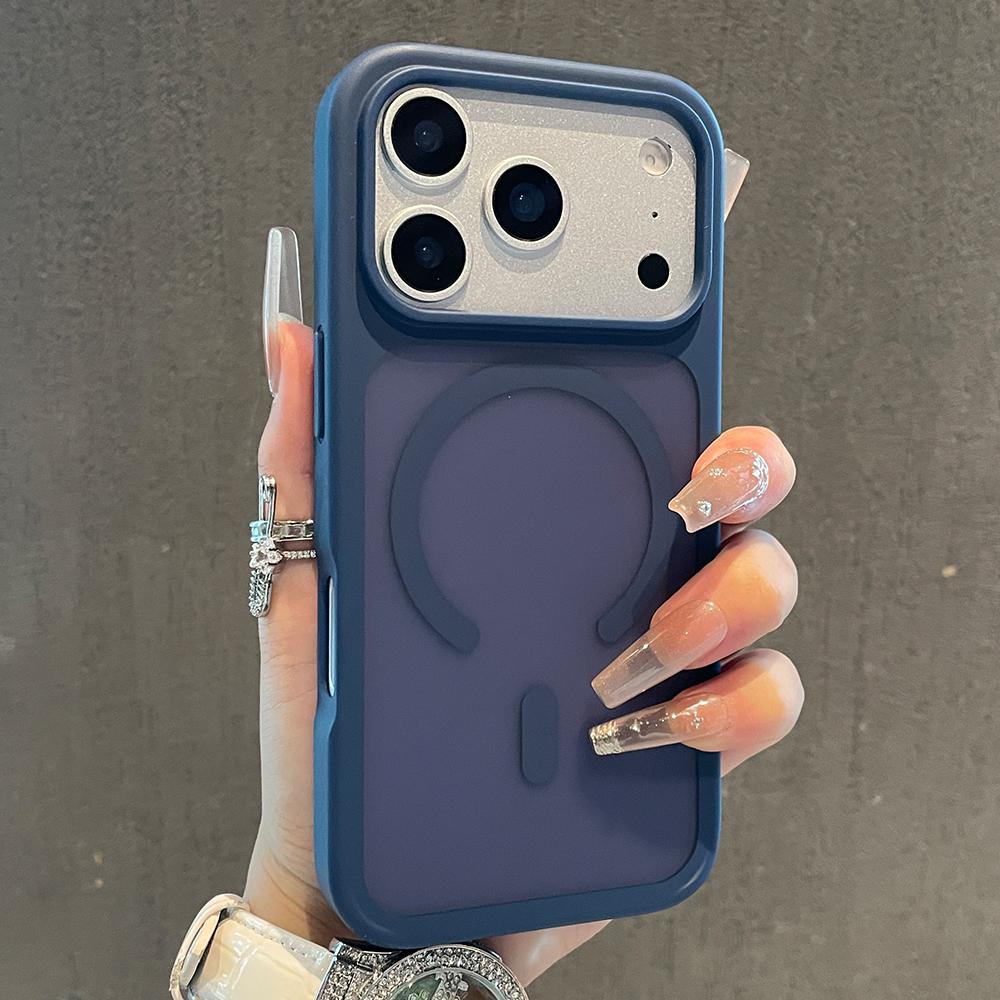 

Matte Titanium Gray strong magnetic phone case for iphone 17 16 15 14 13 12 pro max magsafe charging shockproof hard back cover iPhone 15