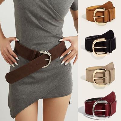 Maillard Styles Suede Leather Wide Belt Luxury Design Casual Business Waist Strap Trendy Versatile Pin Buckle Waistband Gifts
