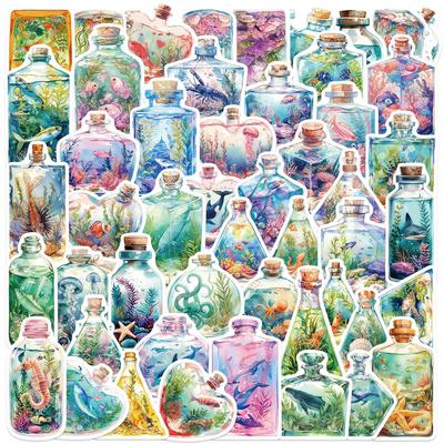 50PCS Underwater World In a Jar Stickers DIY Phone Guitar Laptop Notebook Suitcase Cup Waterproof Decals Sticker