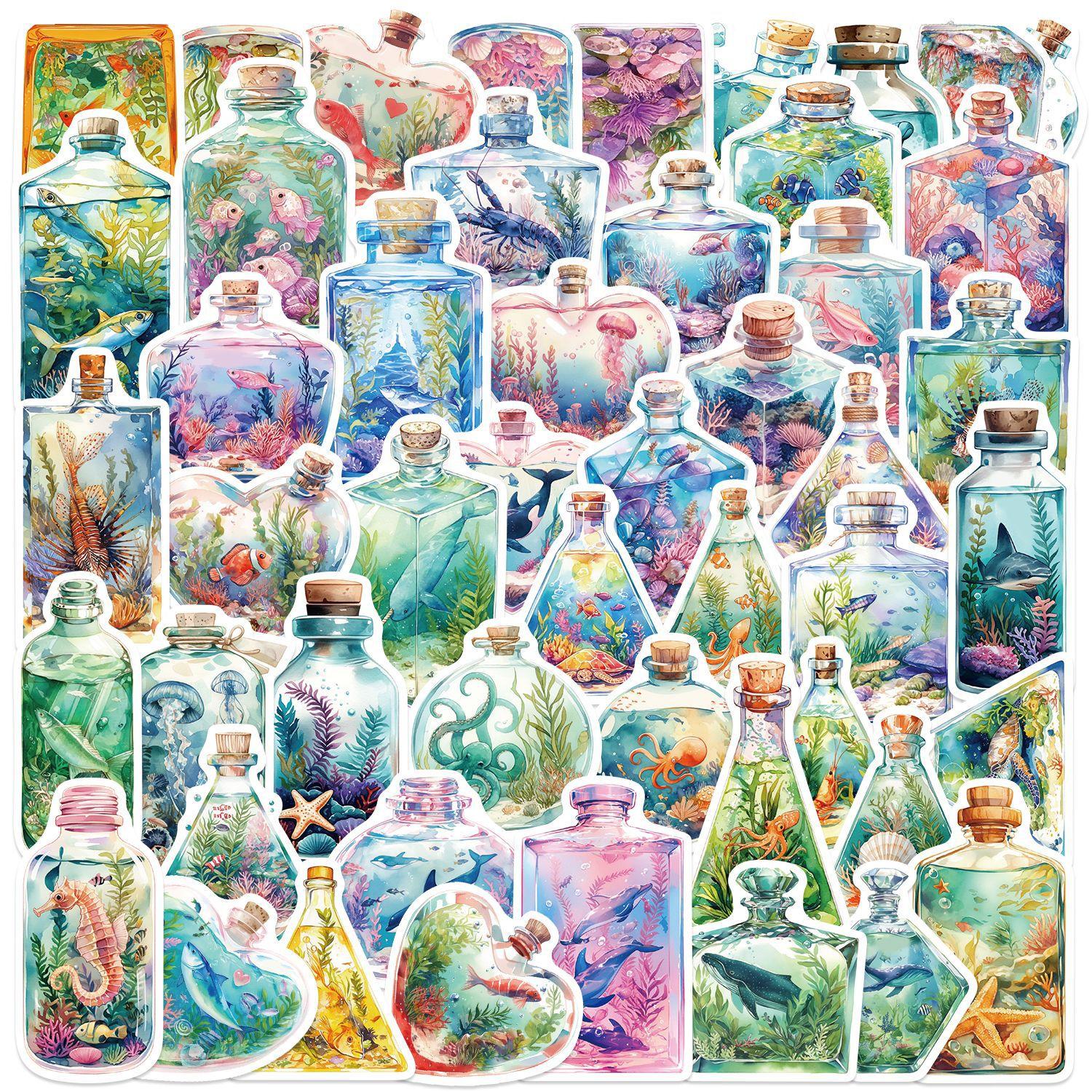 

50PCS Underwater World In a Jar Stickers DIY Phone Guitar Laptop Notebook Suitcase Cup Waterproof Decals Sticker