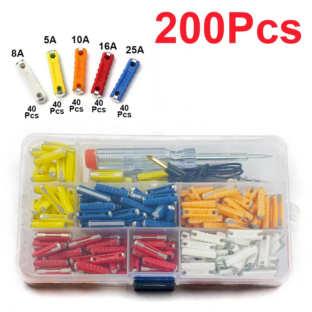 100/200 Pcs Continental Car Fuses Set European Bar Torpedo Fuse Automotive Circuits For Vintage Classic Cars 5/8/10/16/25 AMP Fuse Holders1