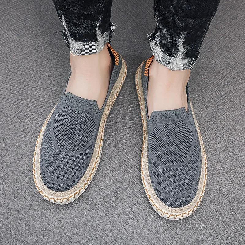Fashion Board Shoes Large Size Loafer Flat Bottomed Comfortable Casual Shoes Breathable Canvas Social Flat Shoes Men