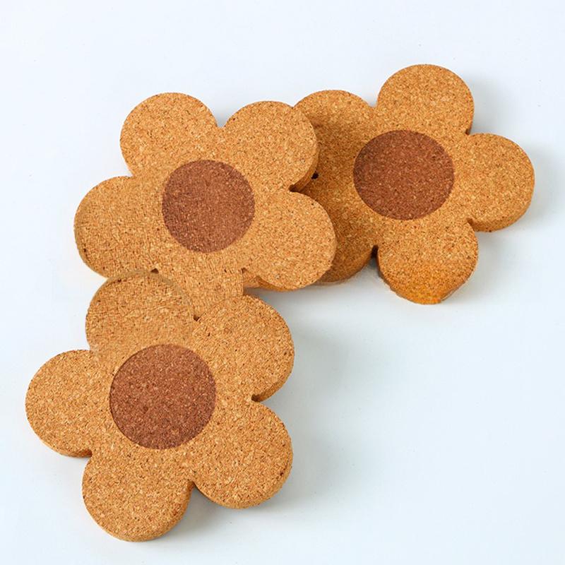 Floral Cork Coaster - Reusable Office Insulated Coaster With Cork Flower Design, Suitable For Coffee, Tea Cups, Etc