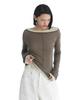Teulimingbeodeu Essential Pintuck Long-Sleeve T-Shirts [ Brown ]