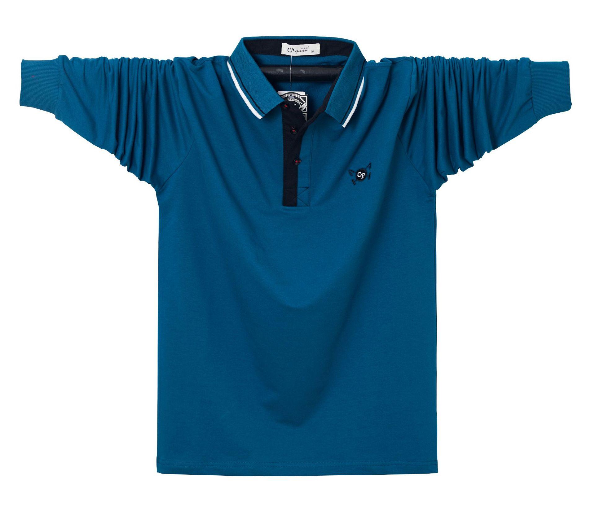 

Новая мужская деловая влагоотводящая повседневная футболка с длинным рукавом и лацканами из легкой мягкой высококачественной ткани, не мнущаяся, дышащая хлопковая рубашка поло XL