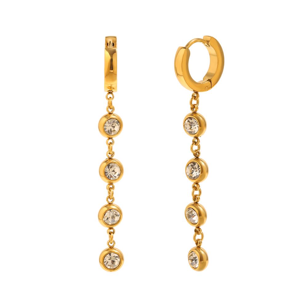 Elegant 18K Zirconia Tassel Earrings - High-End Stainless Steel for Women’s Luxury Fashion
