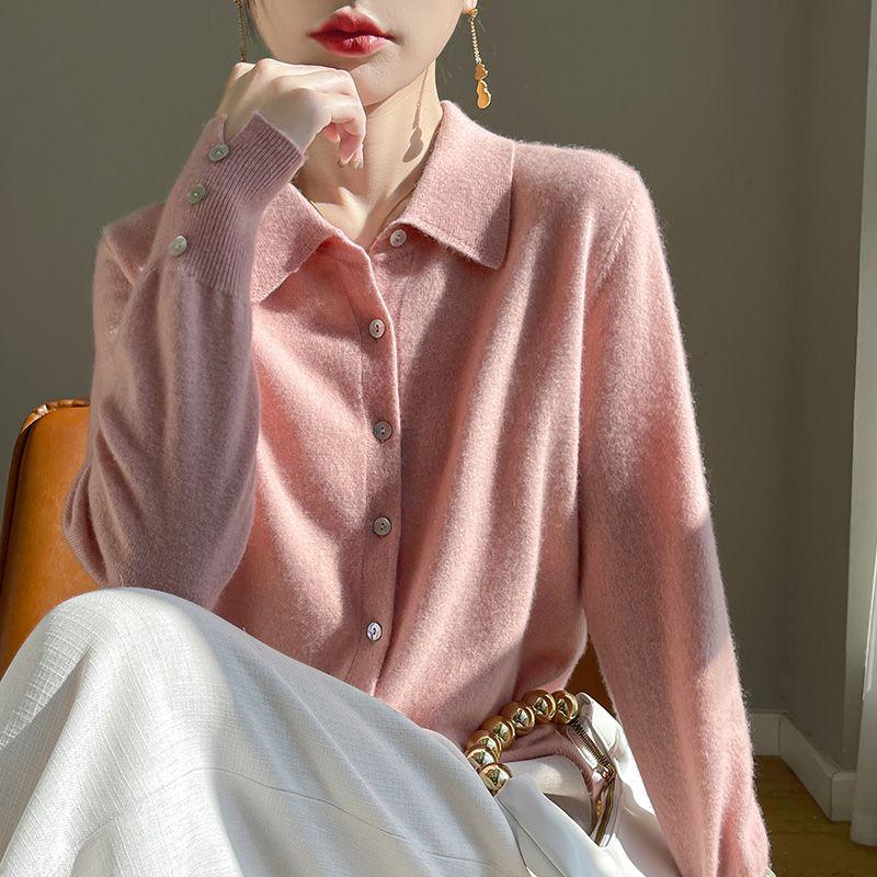 

Hengyuanxiang Рубашка-поло из чистой шерсти в K-стиле с длинными рукавами Sakura Powder 2XL(70.00kg -77.50kg)