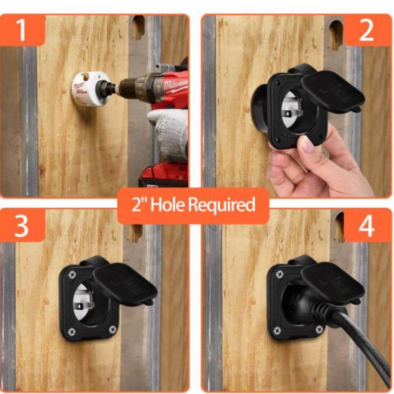 NEMA 5-15 American Standard Waterproof RV Extension Cord with Square Plug