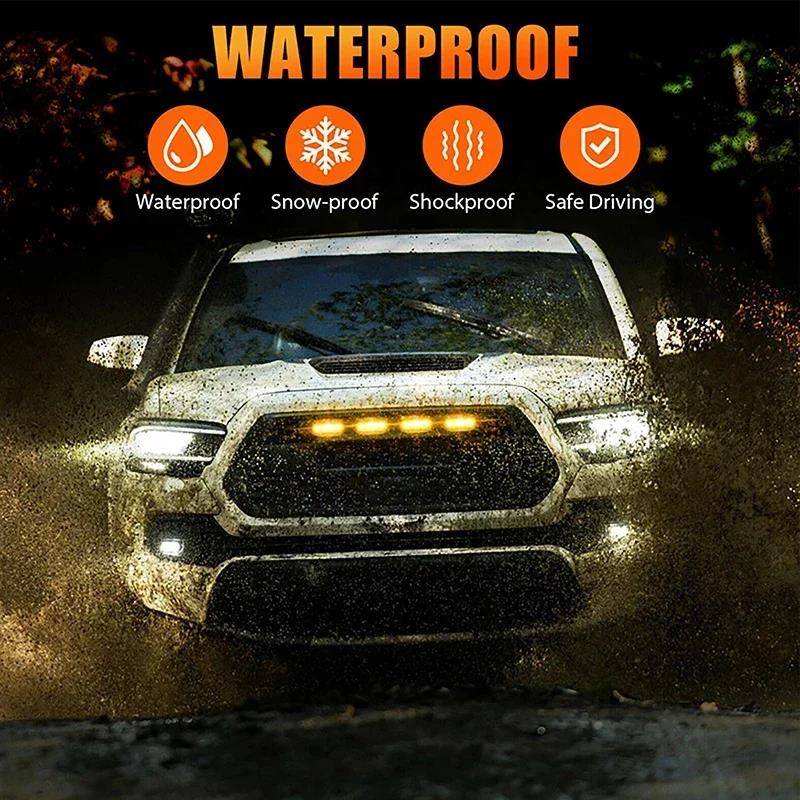 Universal LED Car Lights Front LED Grille Lights With Harness Eagle Eye Lamp For Pickup Off-Road SUV Ford Toyota Car Accessories Neon Lights 4