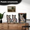 Wacocetoy Wooden Cat Jigsaw Puzzle: Irregular Shaped Interlocking DIY Ornament with Frame