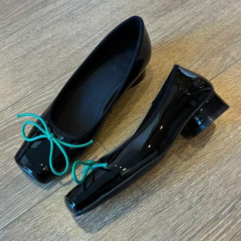 Patent Leather Fashion Mary Jane Shoes Women Pumps Shallow Women Shoes Bow Low Heel Elegant High Heels Female Zapatos De Mujer