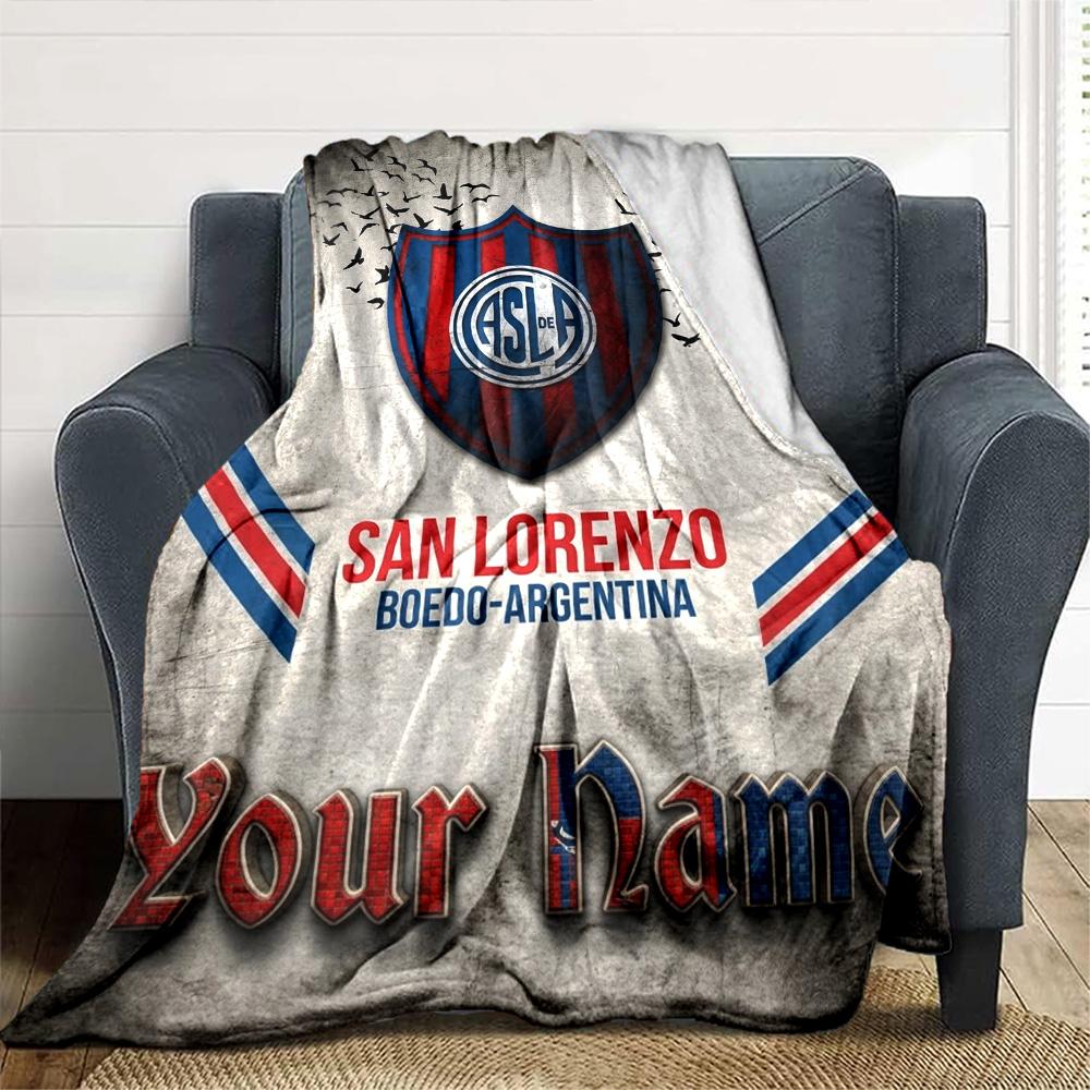 Name Custom San Lorenzo Art Print Flannel Blanket High Quality Warm Comfortable Cover for All Seasons Perfect for Gifts Home Decor