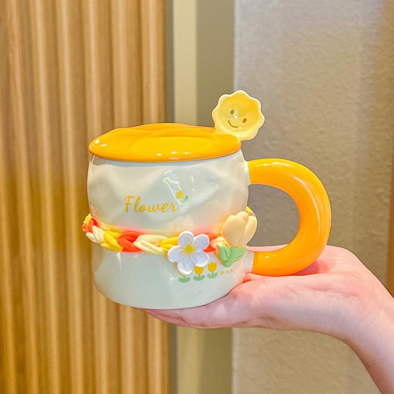 Uroczy kubek w kwiaty w pudełku prezentowym dla dziewczynek i dziewczyn, wartościowy prezent urodzinowy, praktyczny ceramiczny kubek pamiątkowy