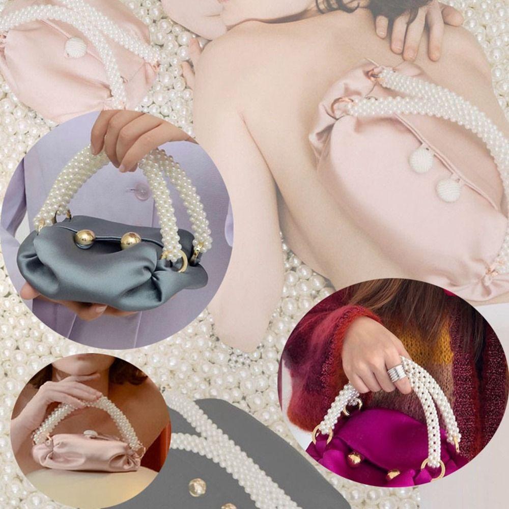 Chain Bag Straps Replacement Pearl Bag Chain Shoulder Bag Strap Bag Accessories Metal Braided Chain