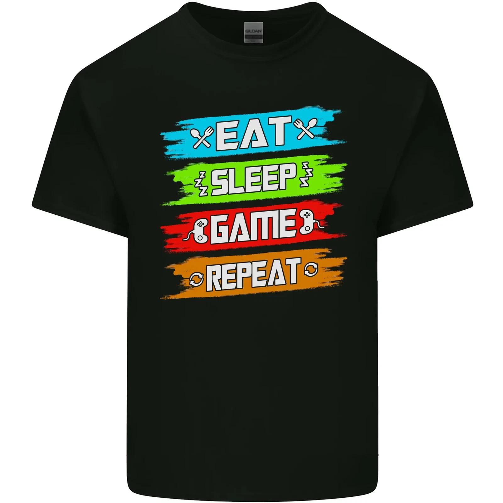 Eat Sleep Game Funny Gamer Gaming Kids T-Shirt Childrens L