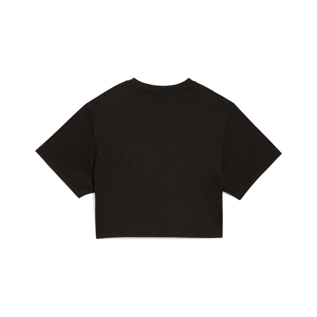 Puma X Rose Solid Color Casual Simple Round Neck Short Sleeve T-Shirt With Small Logo Unisex Tops Black 633806_01