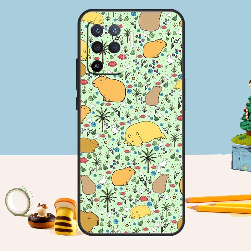 Cute Cartoon Capybara Case For Oppo A80 A60 A40 A15 A16 A17 A57 A94 A74 A54 A76 A96 A18 A38 A58 A78 A98 A5 A6 Pro