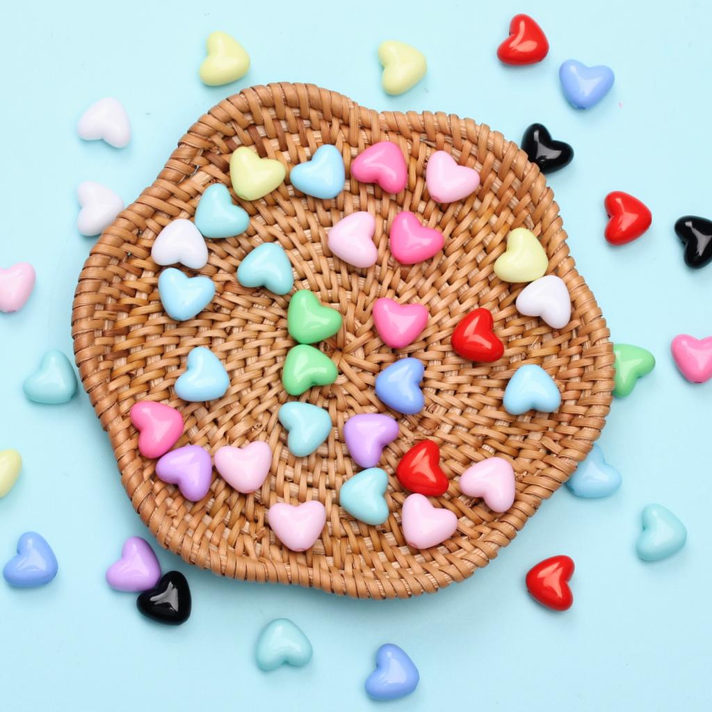 50Pcs Jewelry Findings Acrylic Bracelet Necklace Accessories DIY For Jewelry Making Charms Heart Beads Loose Beads