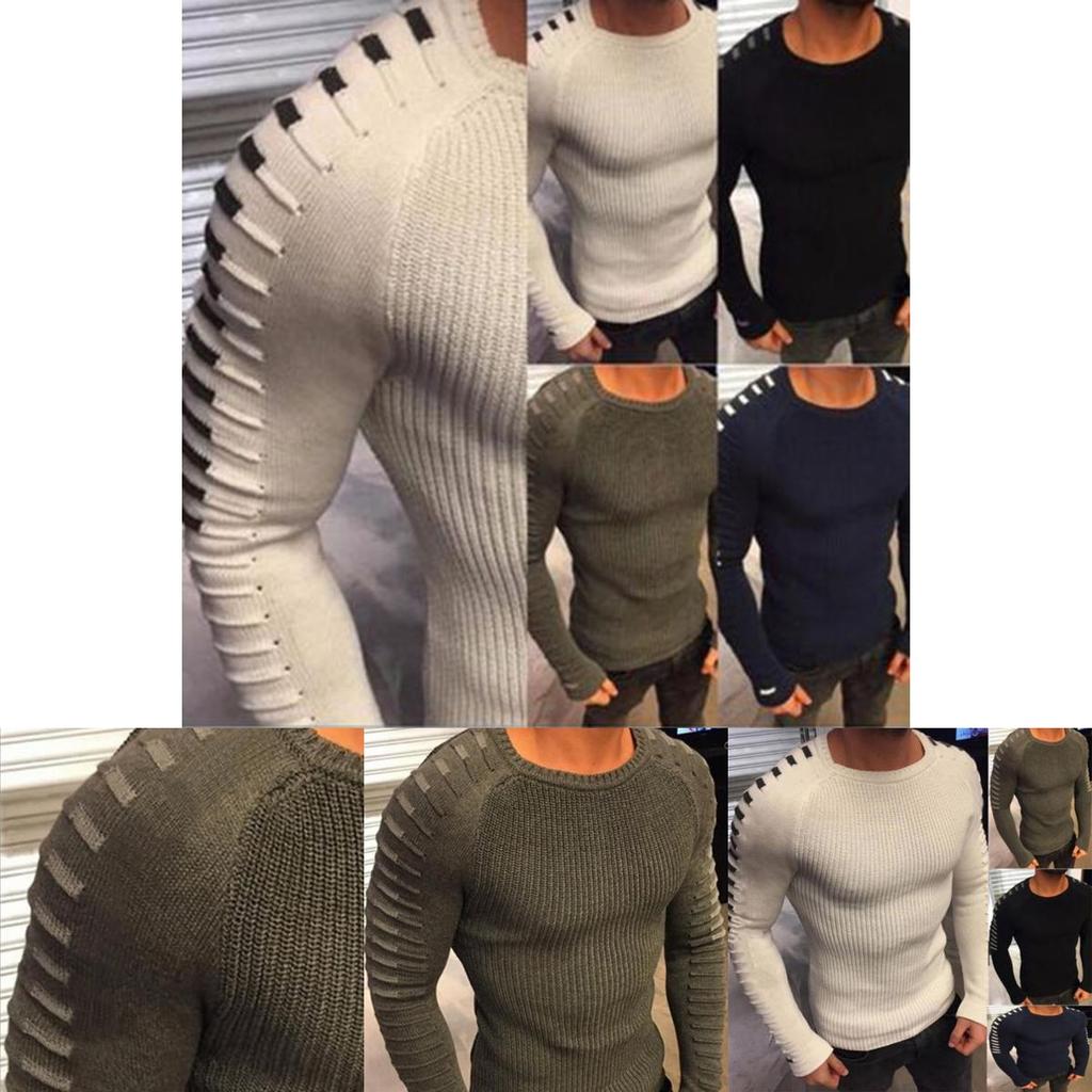 Premium Quality Fashion Men O-neck Knitting Sweater Long Sleeve Slim Fit Pullover Top