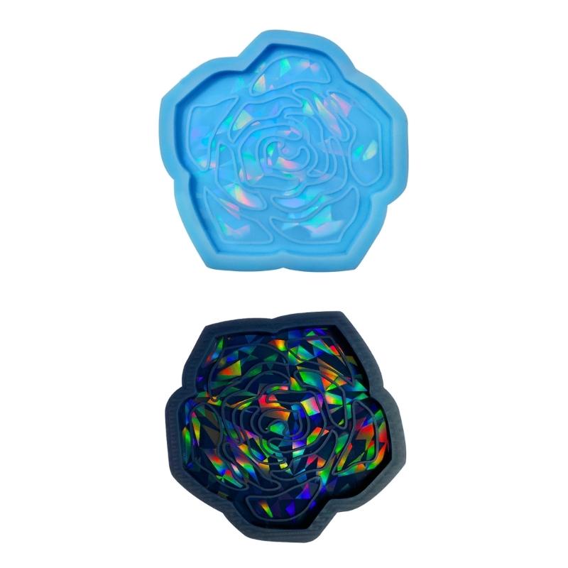 Holographic Coaster Mold Flower Silicone Coaster Molds Cup Mat Mold Epoxy Casting Mold for Resin Coaster Home Decors