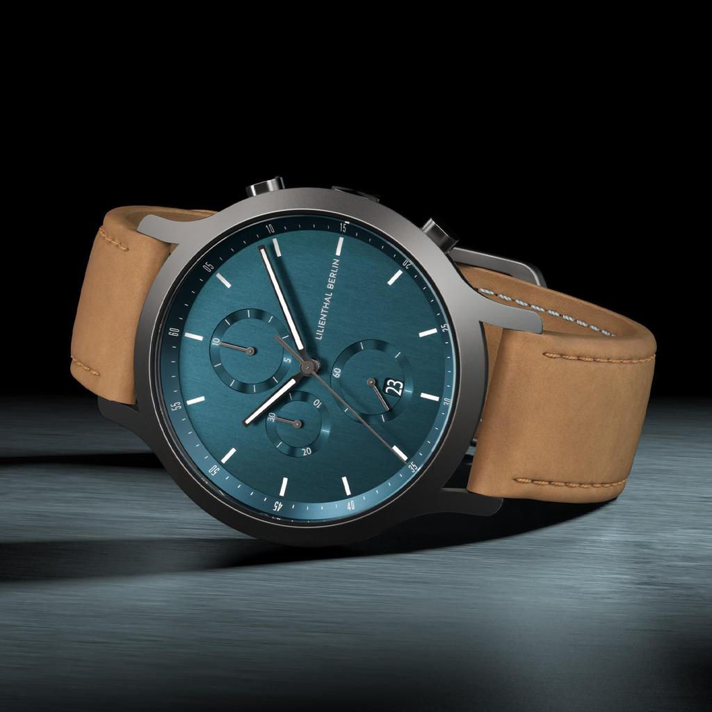 Lilianthal Berlin Brązowy Chronograf z Datownikiem Zegarek Męski, C01-112-B006F, Niemcy,