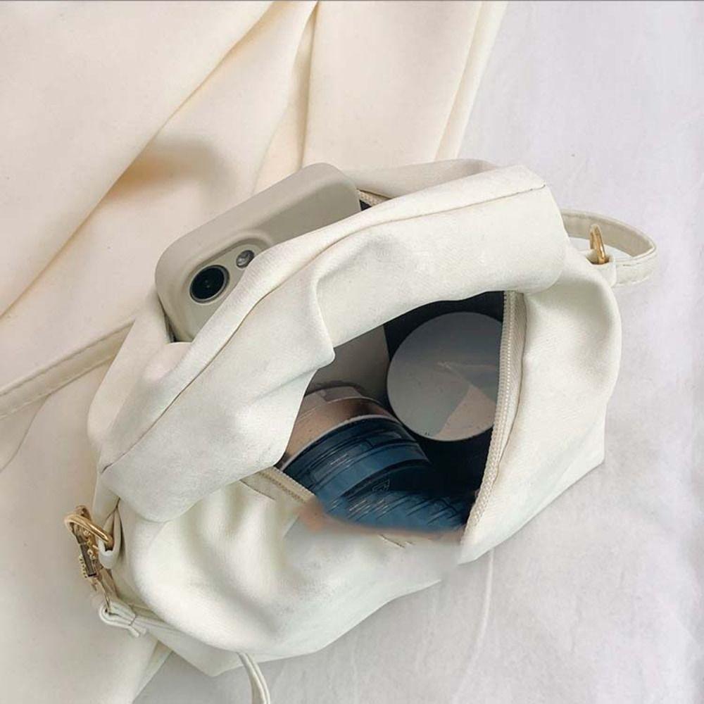 Pleated Handle Solid Color Hand Bag PU Pendant Fashion Crossbody Bags INS Shoulder Bag  Outdoor