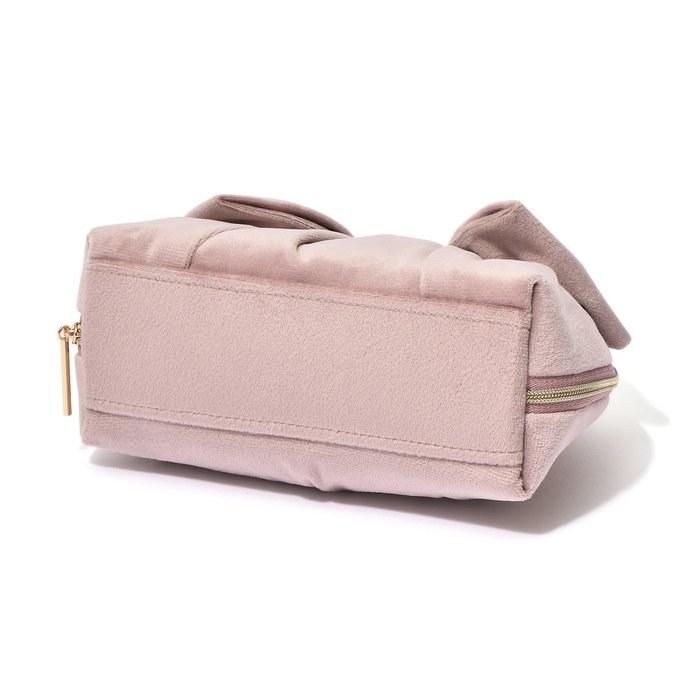Francfranc Velvet Ribbon Pouch S Pink with Pocket