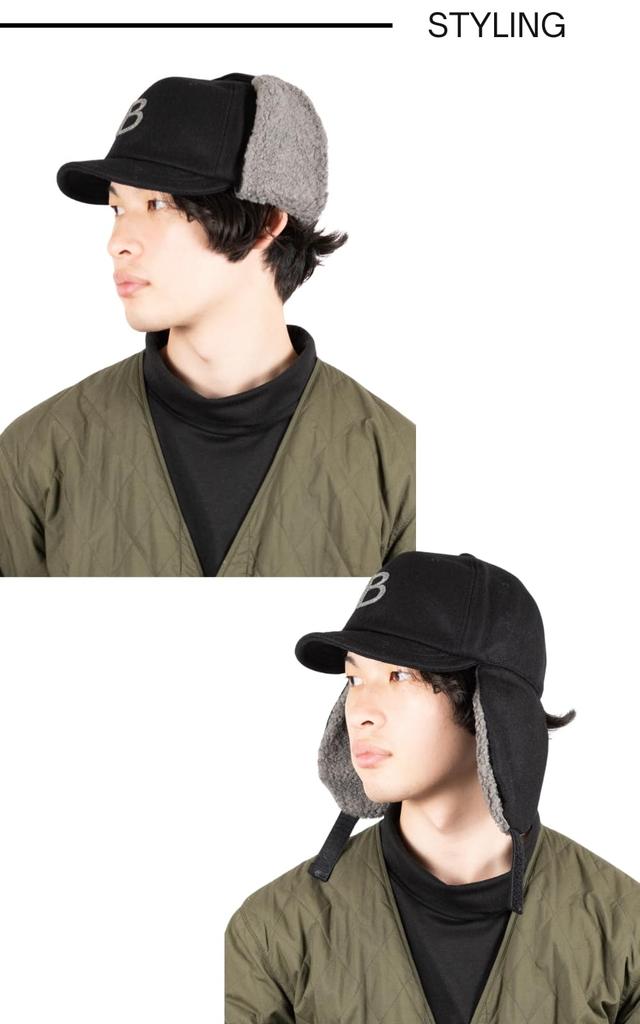 Melton Boa B Umpire Flap Large Big Cold Cap mit Ohrenschützern [Fabelhaft] Kappe, Größe, Größe, Schutz, Ohrenklappen,