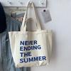 Large Capacity Letter Print Tote Bag Soft Lightweigh Literary Canvas Shoulder Bag Casual Commuting Woman Shoulder Bag Work