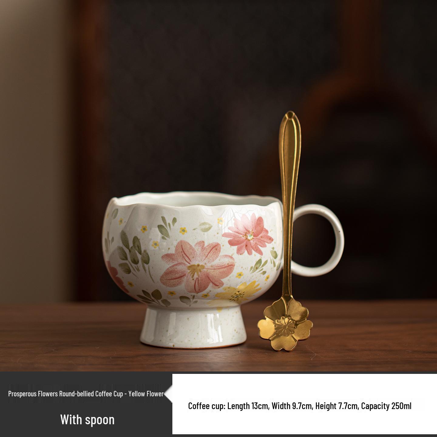 

Handcrafted Floral Ceramic Coffee Mug - Elegant Gift for Women, Office, Home, or Afternoon Tea 200ml