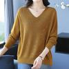 Maglione da donna con scollo a V Primavera Autunno Manica Lunga Ampio Morbido Delicato sulla Pelle Top a Maglia Pullover a Maglia con Strass