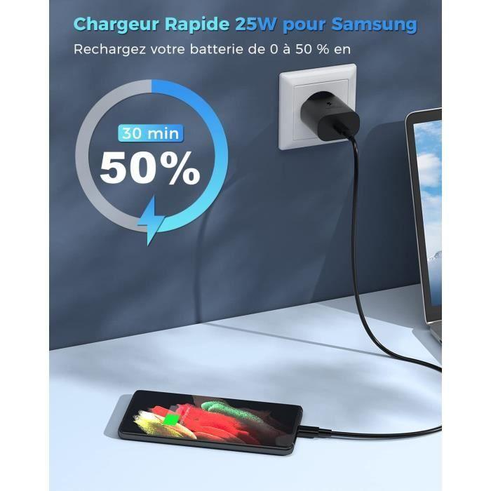 Chargeur USB C - Samsung - 25W - Ultra Rapide - 1.5M - Compatible avec Galaxy A/S Series