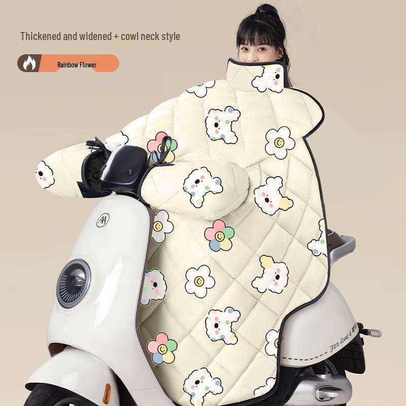 Electric Bicycle Winter Windproof Quilt and Motorcycle Windshield Cover - Plush, Thickened, and Waterproof.