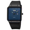 Square Watch Men Leather Strap Black Simple Thin Stylish Wristwatch Gentleman Waterproof Business Casual Male Gift Black Blue