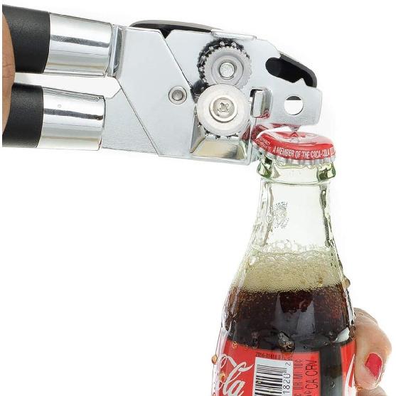 Can Opener Manual with Pliers Grip Professional Gear Drive Heavy-duty with Non-slip Handle ,Easy to Turn Knob (Black)