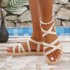 Women's Fashion Trend College Style Holiday Style Soft Bottom Solid Color Strappy Flat Sandals