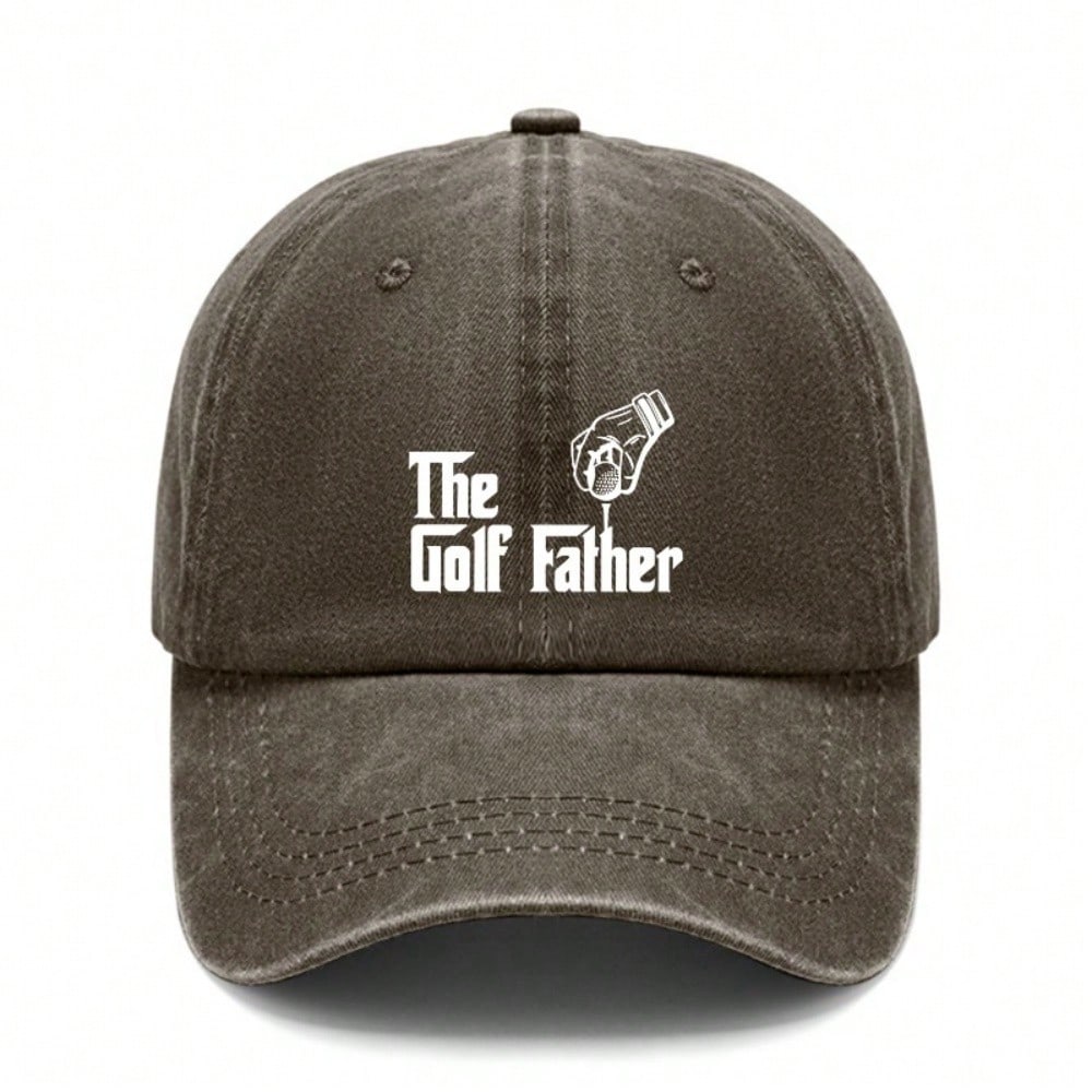 [Vintage Baseball Cap] The Golf Father Print Polyester Soft Adjustable Curved Brim Casual Outdoor Sports Golf Hat For Dad Gift